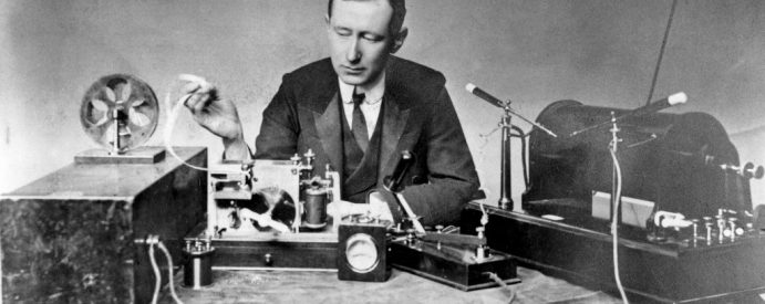 Traditional voiceover work A black and white image of a man recording a voiceover